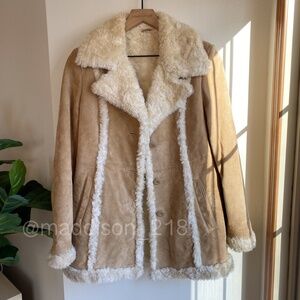 Wilson’s Leather Maxima Small Leather Patchwork Coat Faux Fur Tan Brown S